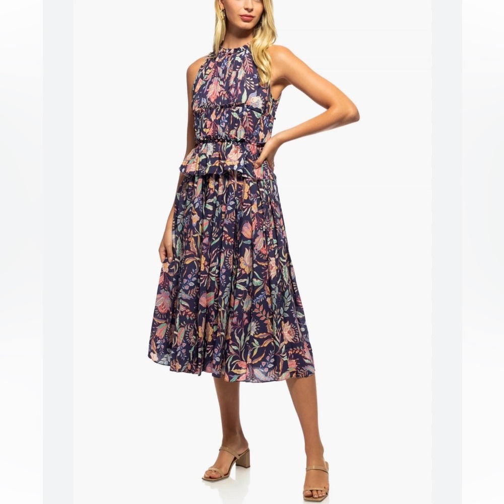 Shoshanna Women's Purple Jane Midi Floral Dress Size 0